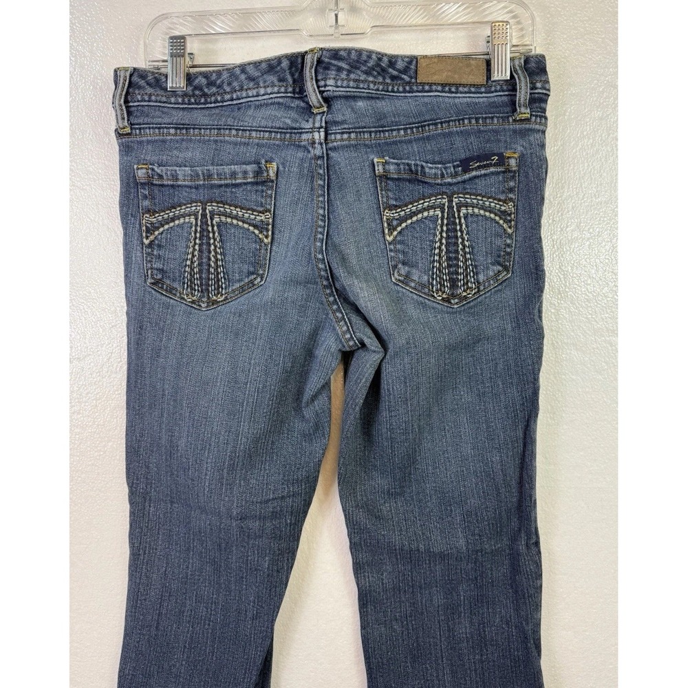 Seven 7 Capri Jeans Size 30 Blue Denim Stretch Crop Distressed Hipster 30/22